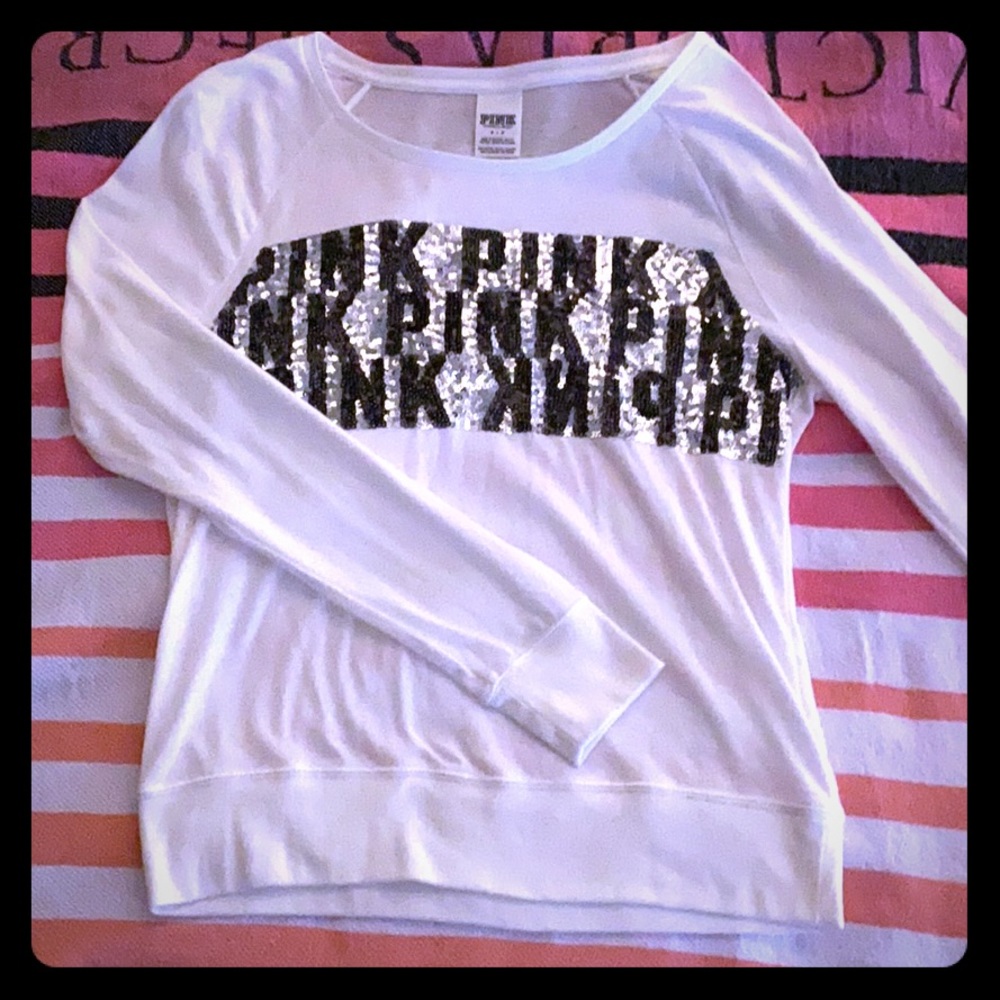 Sold VS pink sheer long sleeve fitted tee SM